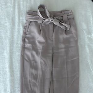 Paper Bag Style Dress Pants, Tapered Leg